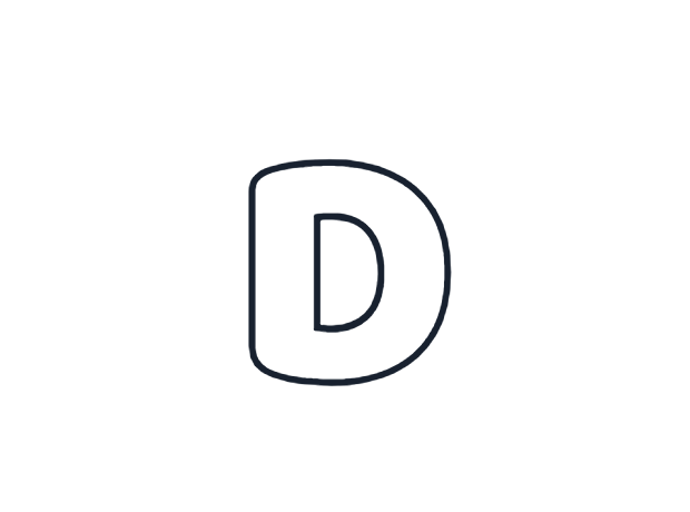 Rounded bubble letter D style