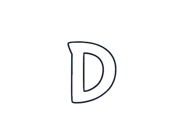 Marker bubble letter D style